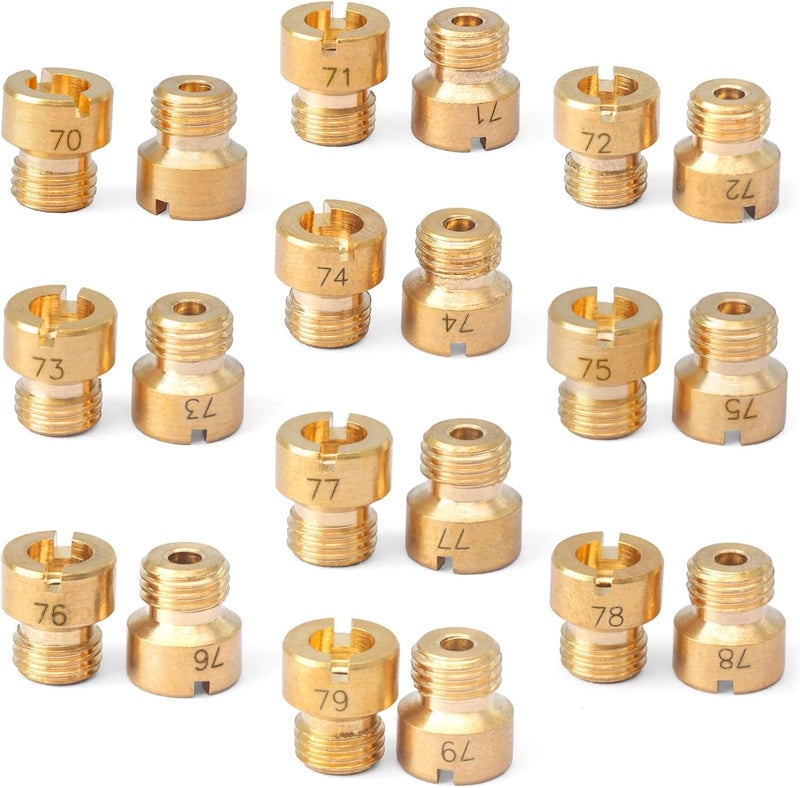 GLOXTED 1/4-32 Carburetor Main Jets Kit Compatible with Holley 2010 2300 4010 4011 4150 4160 4500 Carb, Aperture Size 70 71 72 73 74 75 76 77 78 79 10 Sets 2Pcs Per Size - Image 1